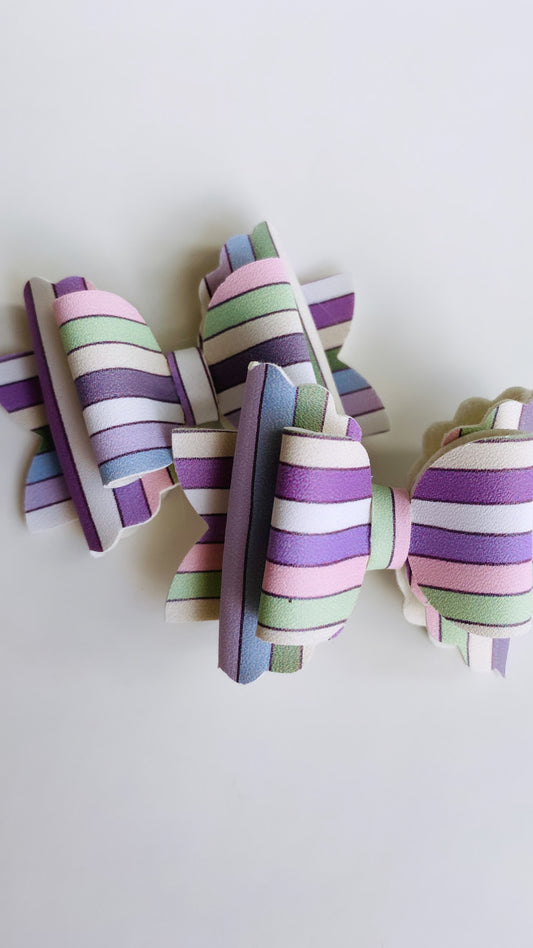 Purple Lavender Striped Bow Clip