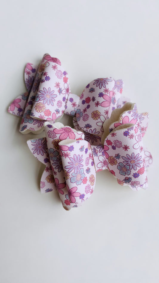 Pink Lavender Floral Bow Clip